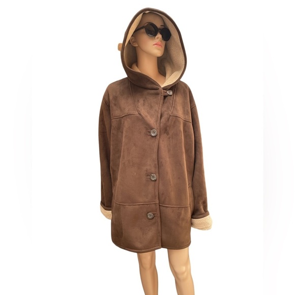 White Stag Jackets & Blazers - White Stag brown faux suede button down long sleeve oversized jacket size 3XL